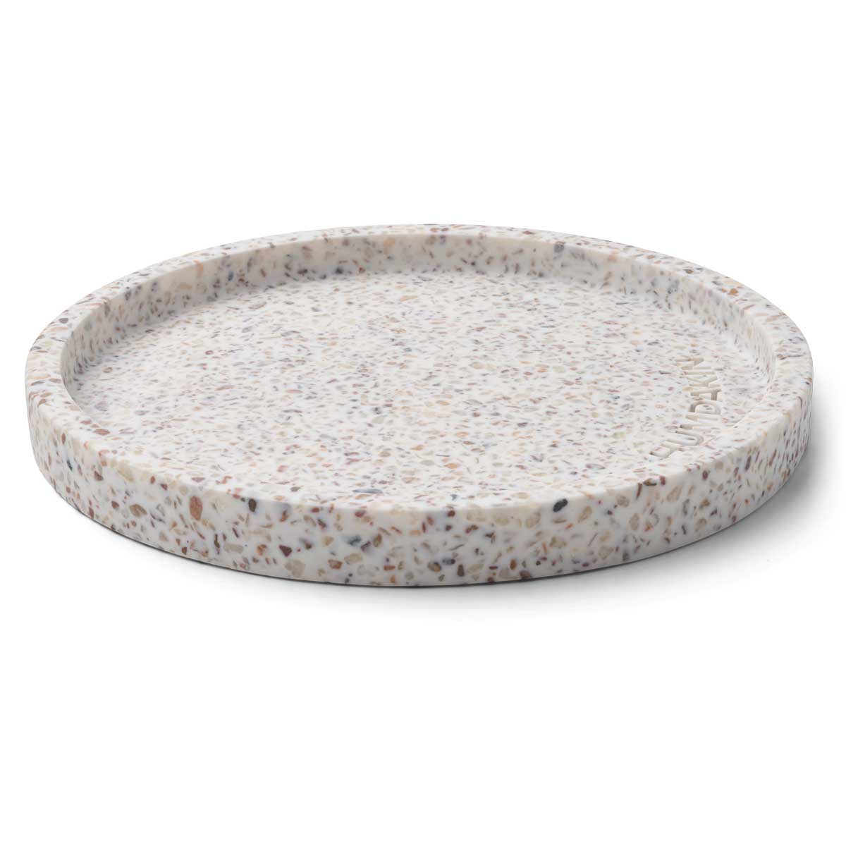 Brett rundt 20cm hvit terrazzo