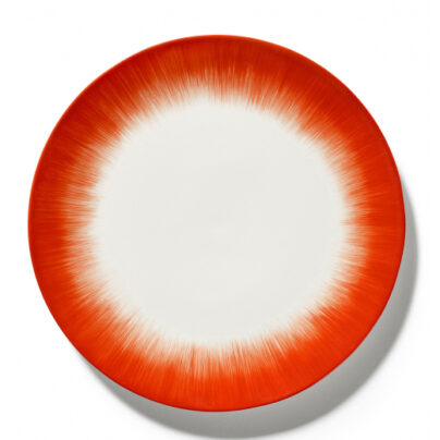 Tallerken 28cm Dé off-white/red bred