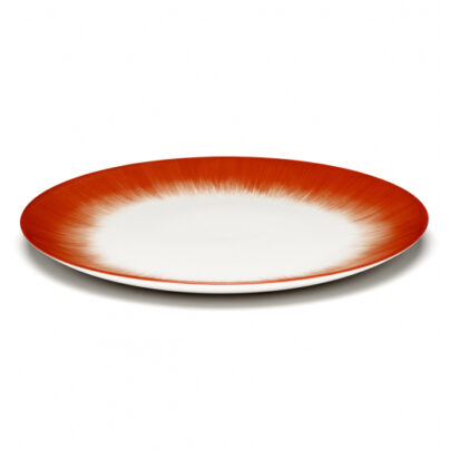 Tallerken 28cm Dé off-white/red bred