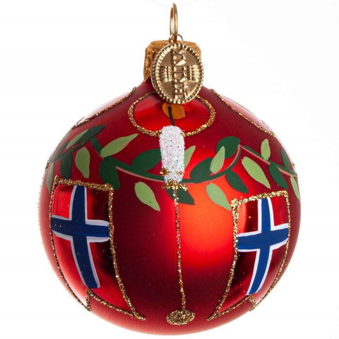 Julekule med norsk flagg 6cm