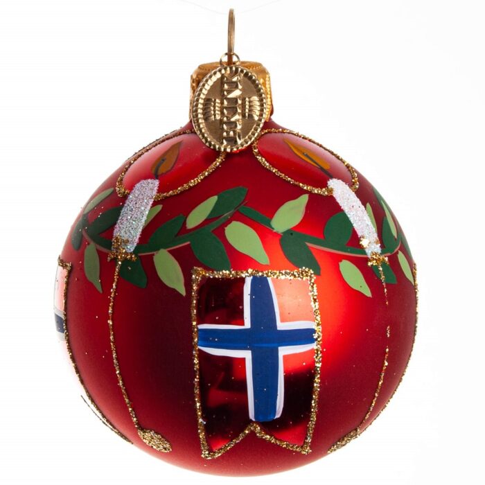 Julekule med norsk flagg 6cm