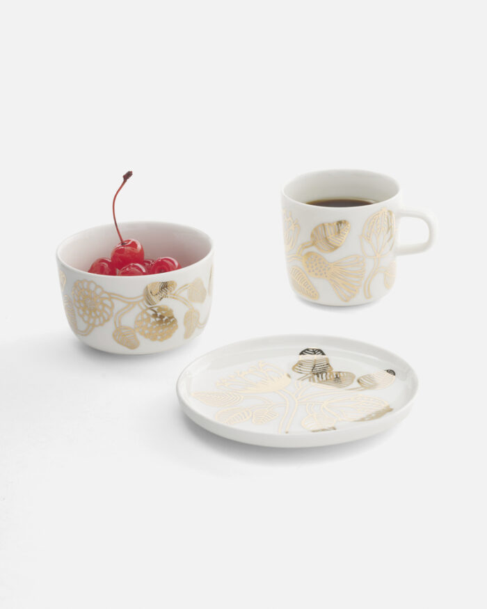 Kaffekopp 2dl hvit/gull