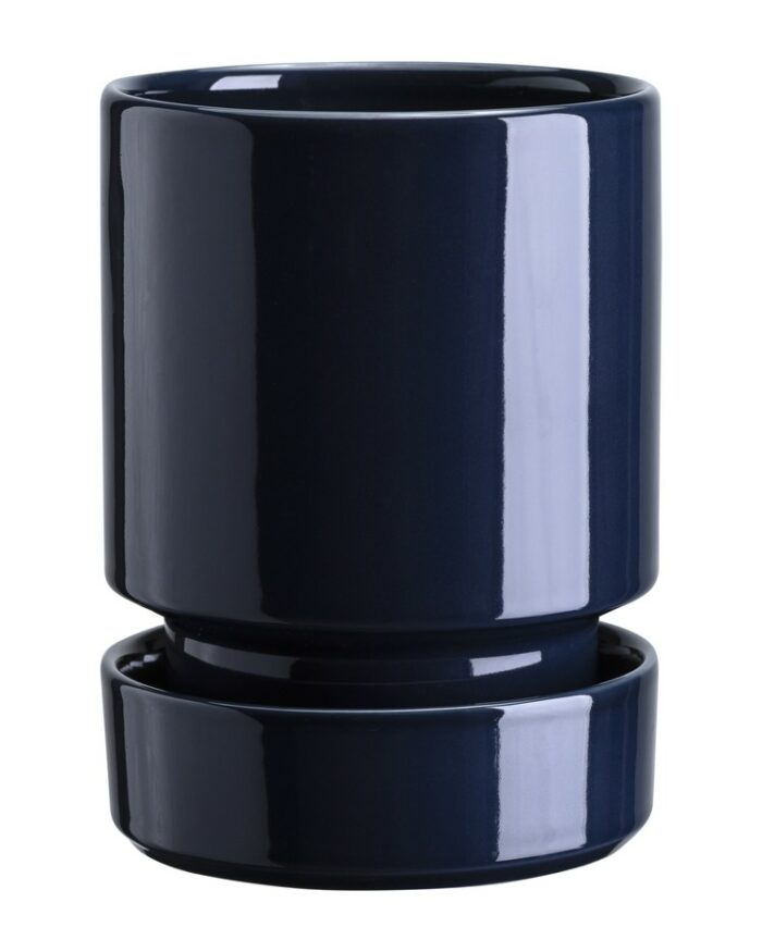 Blomsterpotte m/skål 14cm Sapphire blue